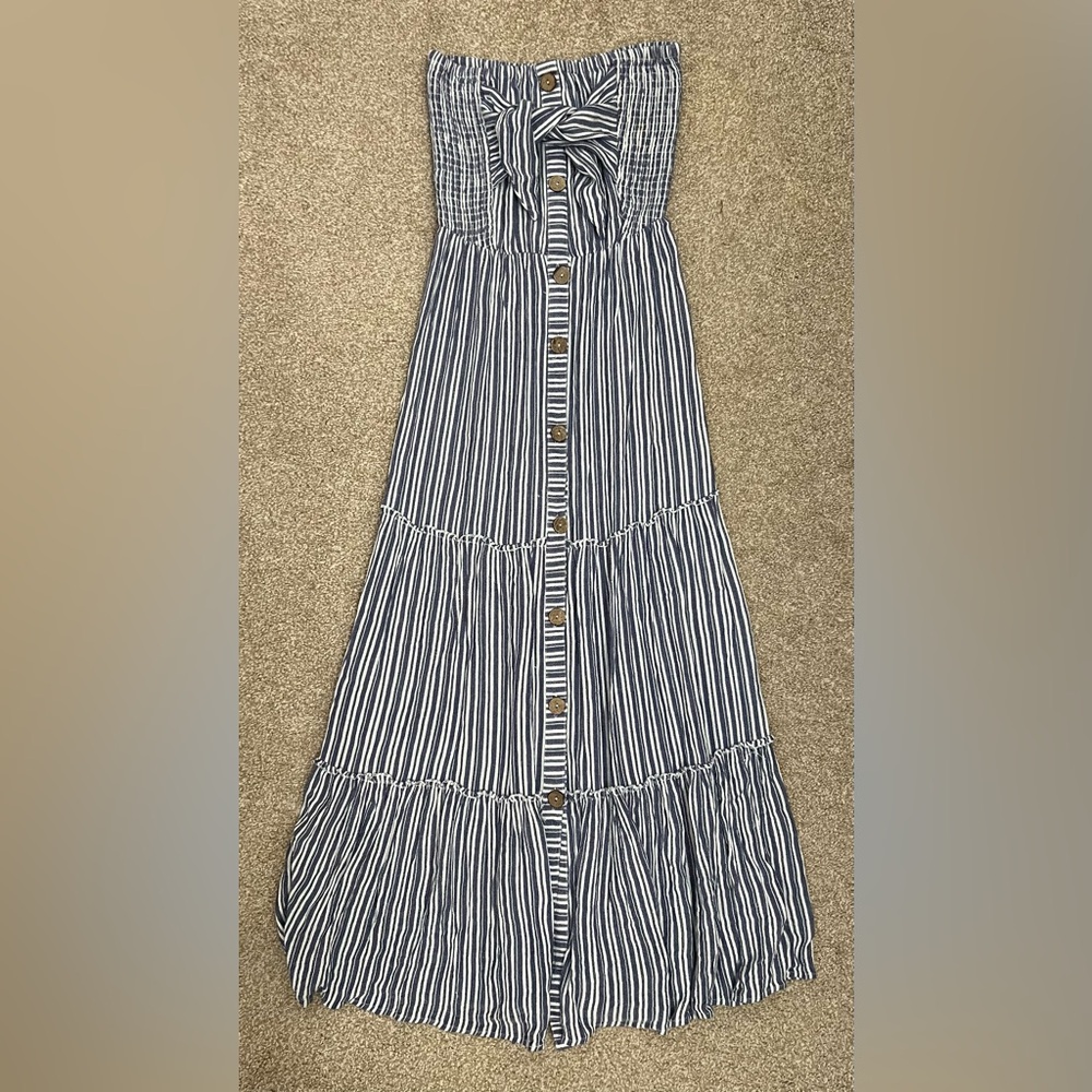 Blue Island Navy and White Striped Dress Size XS
